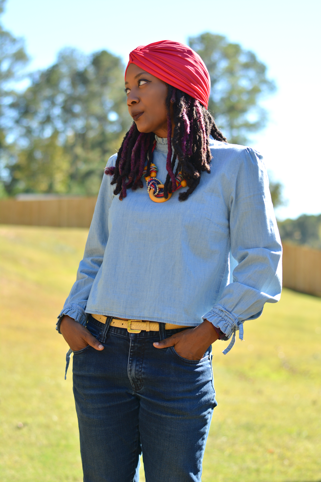 outfit with turban for fall