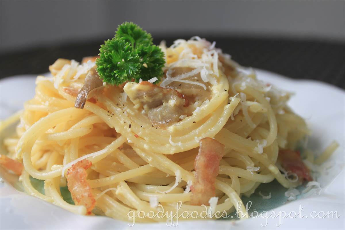 Recept favoriter, Vegetariskt Spaghetti carbonara bacon