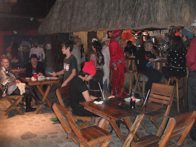 Halloween party getting started at La Palapa bar on Santander in Panajachel Guatemala Halloween party La Palapa bar Panajachel Guatemala