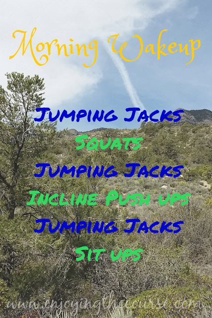 Morning Wakeup routine - Jumping Jacks, Squats, Jumping Jacks, Incline Push Ups, Jumping Jacks, Sit ups
