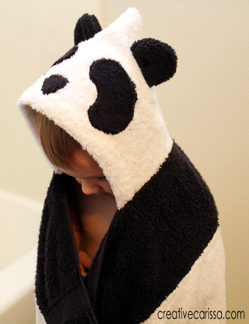 Gifts you can make for three year old boys and four year old boys - a panda hooded towel