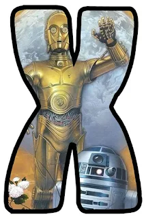 Letras con R2D2 y C3PO de la Guerra de las Galaxias. Star Wars R2D2 and C3PO Letters.