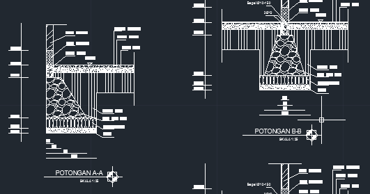 Contoh detail pondasi batu kali dan file autoCAD nya (dwg) - Hitungan