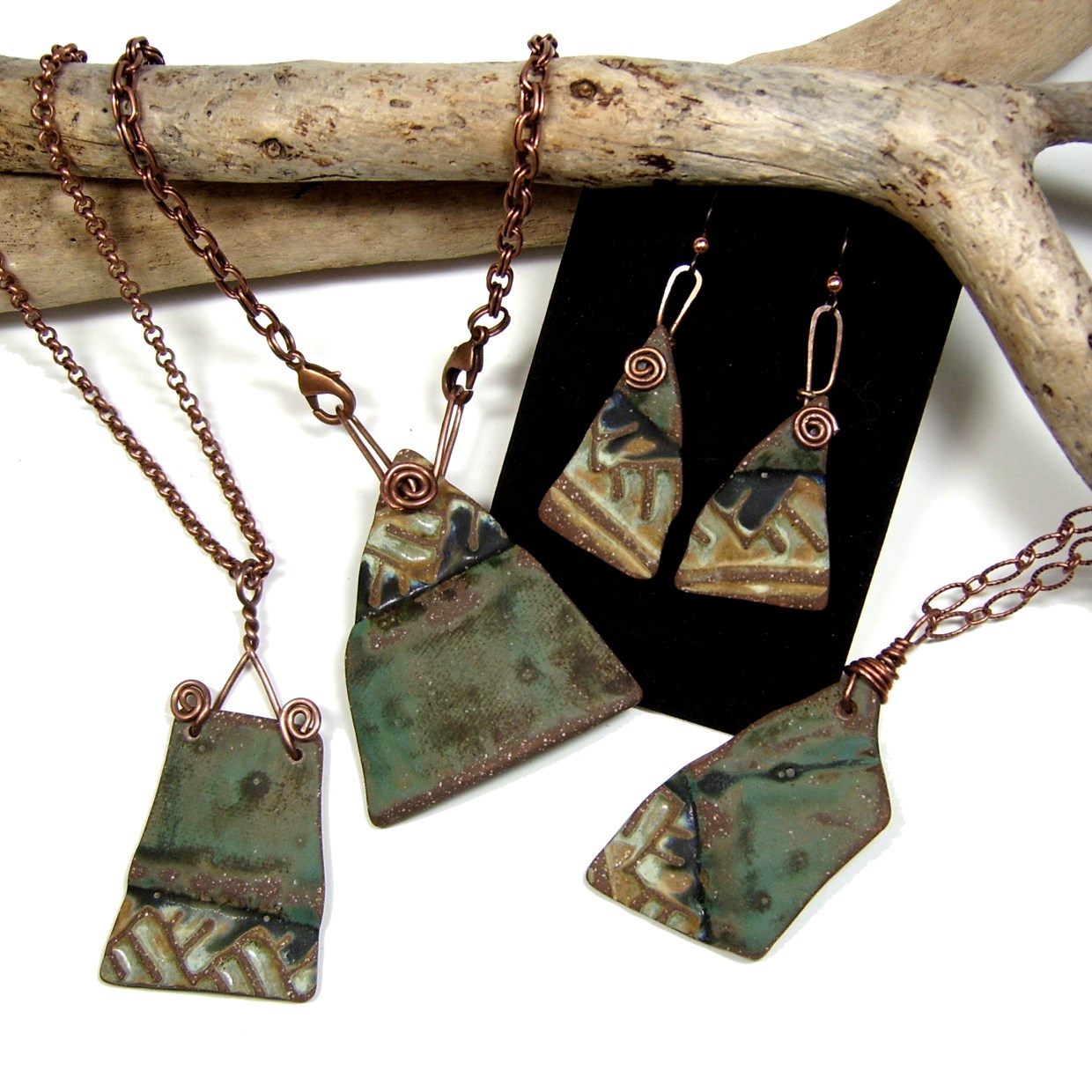 Pottery Shard Pendants & Earrings