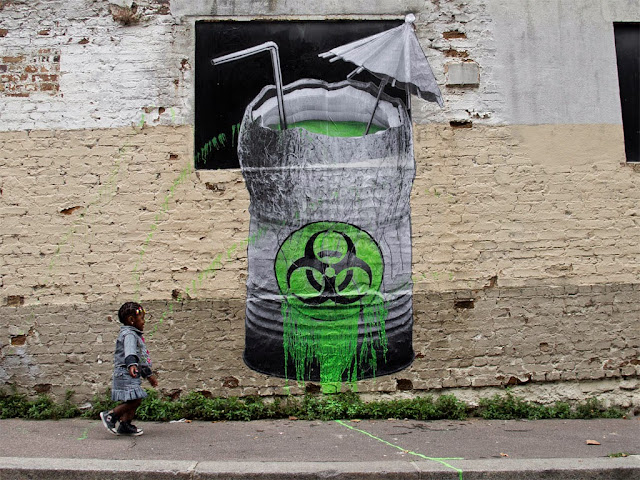 "Biohazard" Street Art By French Artist Ludo On The Streets Of Paris, France. 1