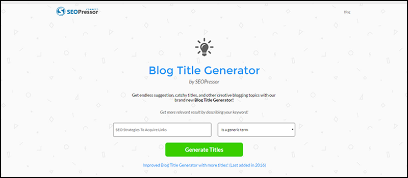 SEOPressor's Blog Title Generator