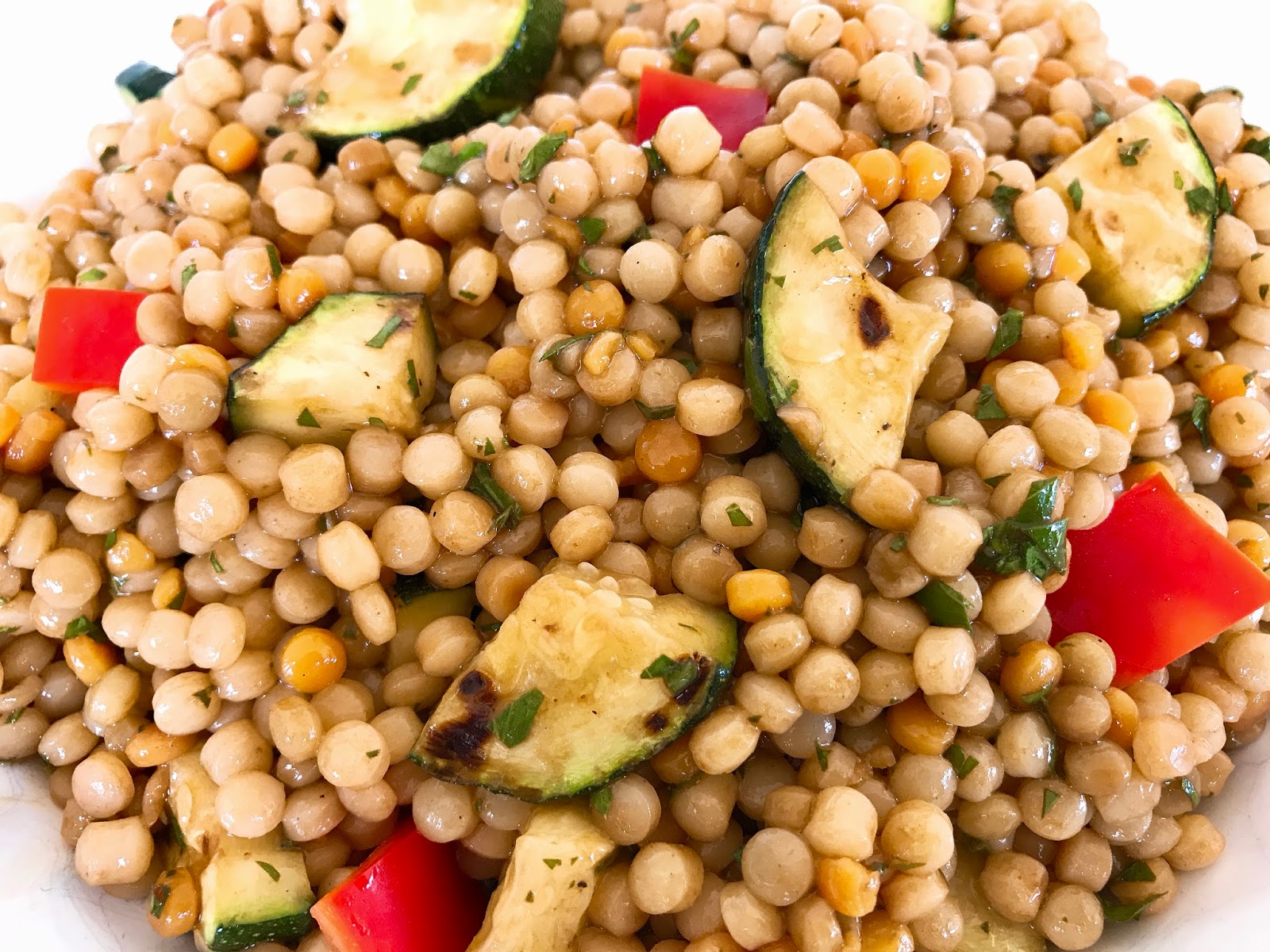 Israeli Couscous Salad with Grilled Zucchini and Balsamic Vinaigrette