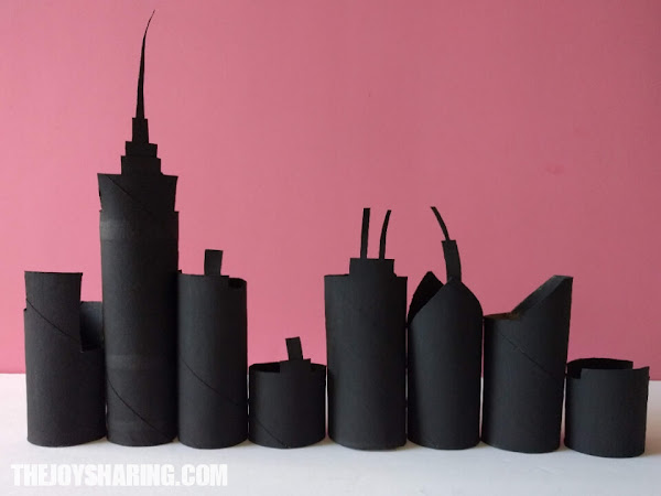If you're looking for what to do with empty toilet paper rolls, here is the tutorial for making cardboard tube skyline.