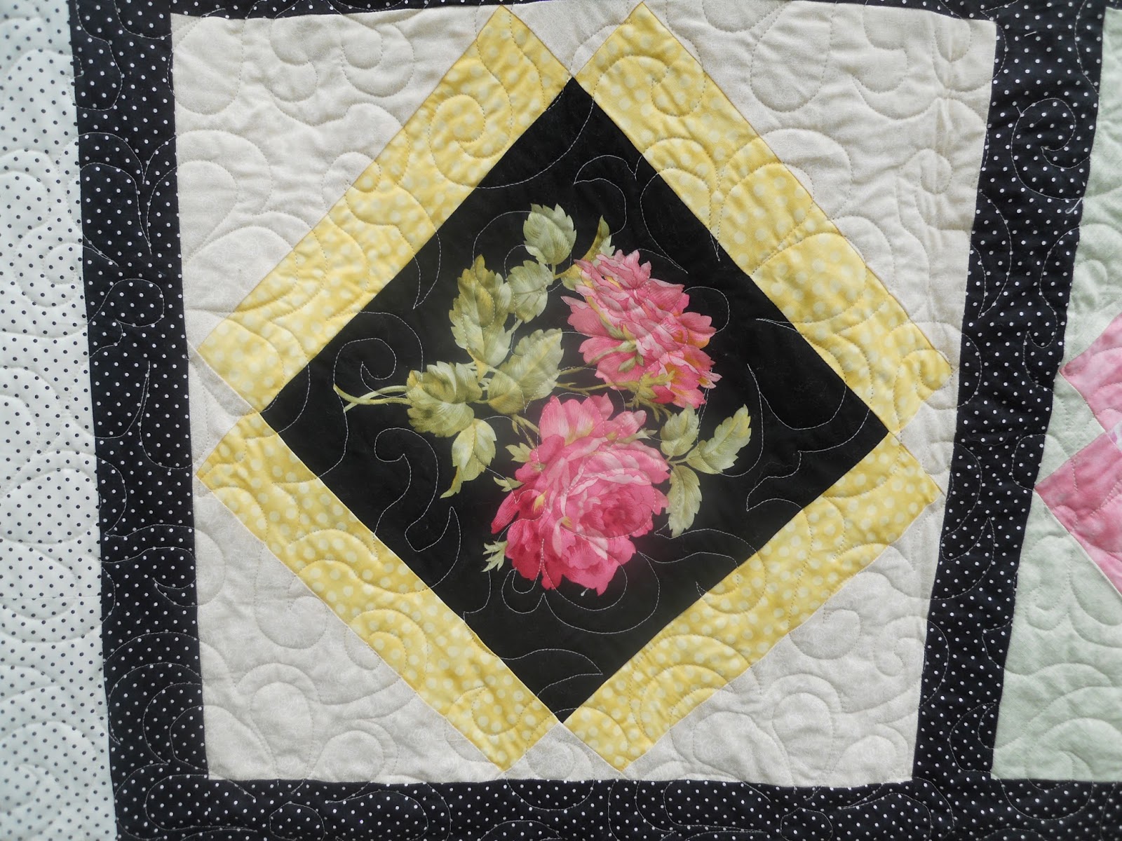 Kathy's Quilting Blog Customer's Pink/Yellow Quilt Complete