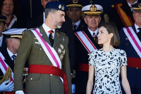 King Felipe of Spain and Queen Letizia of Spain attended the new Royal Guards Flag Ceremony at the 'El Rey' Military Barrack