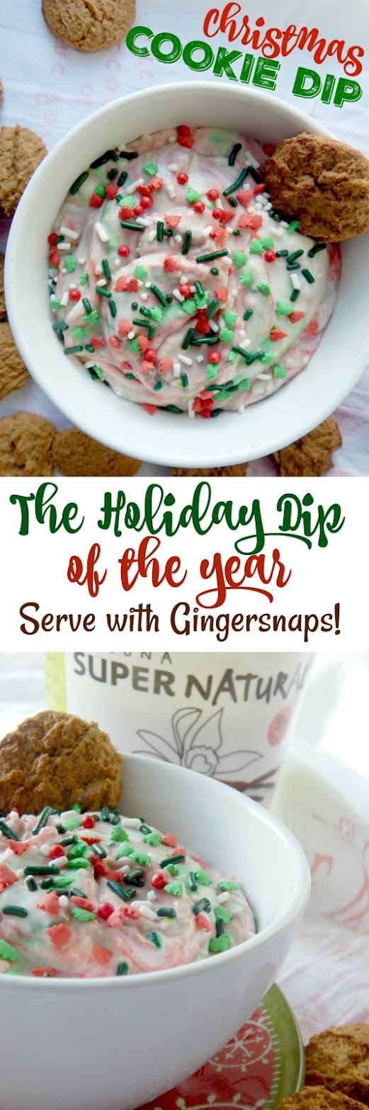 Christmas Cookie Dip...a dip lover's dream!  Sweet yogurt, cream cheese, butter and powdered sugar are mixed together for the perfect holiday sweet treat.  Bring this to your holiday gathering this year! (sweetandsavoryfood.com)