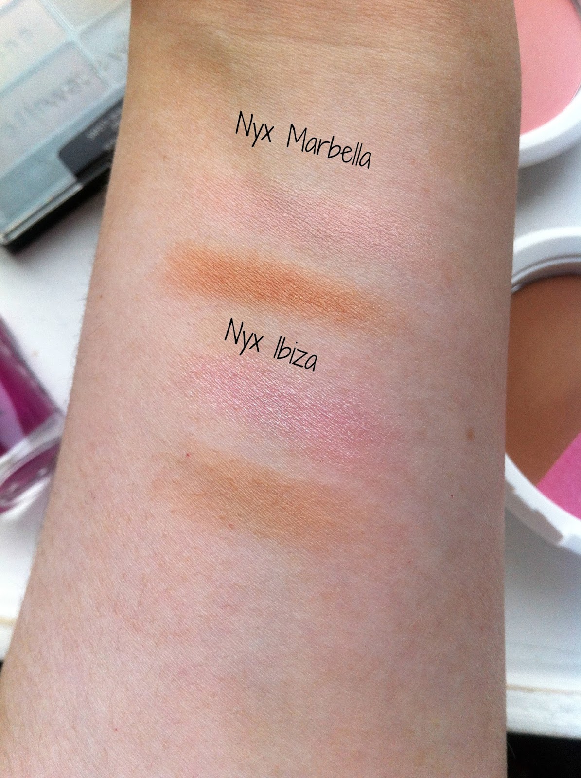 Nyx blush and bronzer combo swatches Marbella and Ibiza