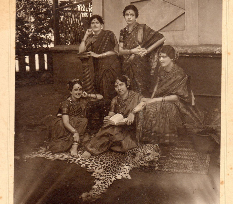 Vintage Group Photograph of Five Well-Dressed Indian Women
