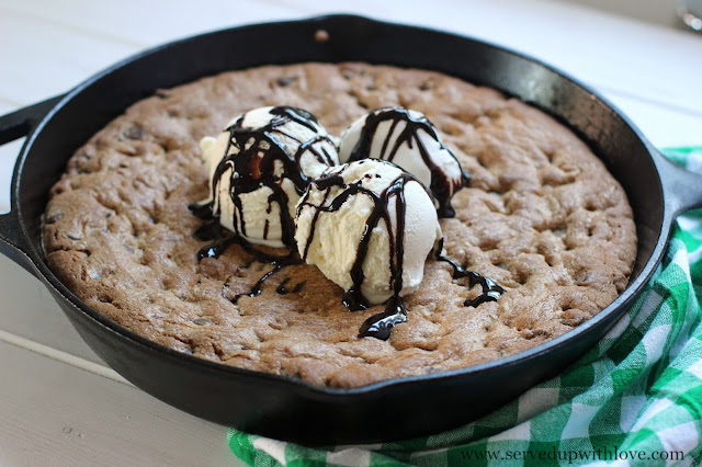 Bacon Chocolate Chip Skillet Cookie recipe from Served Up With Love