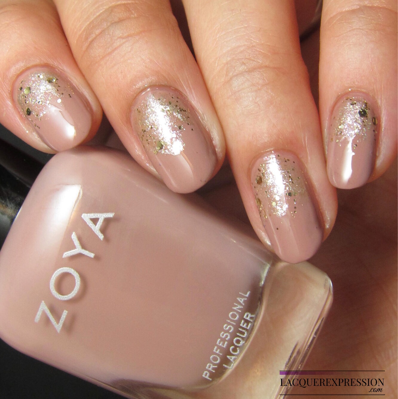 Step-by-Step Nail Art Thursday - Gold Glitter Gradient Over Neutral Base -  LacquerExpression