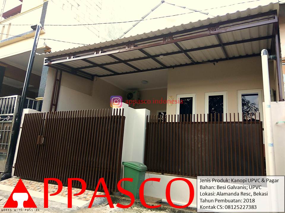 Kanopi Minimalis Atap UPVC dan Pagar Minimalis Galvanis di Bekasi