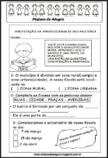 Avaliacao de geografia 3º ano Avaliacao de geografia 3º ano