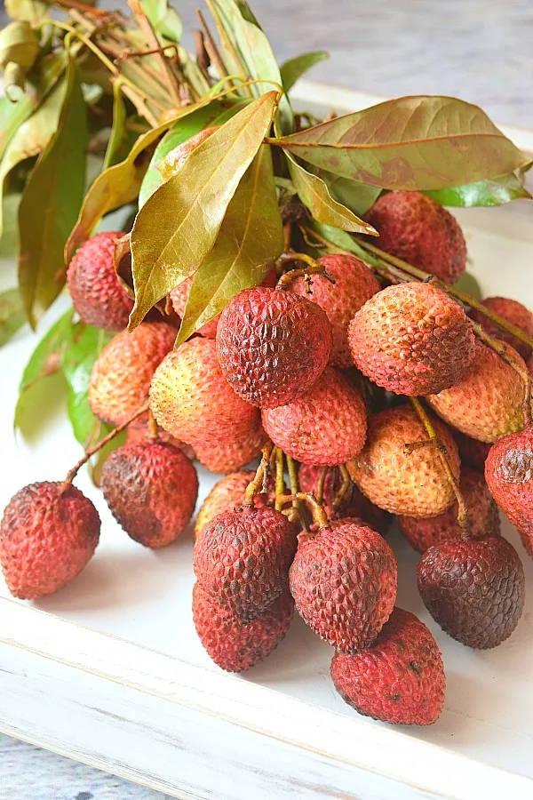 Fresh Lychee fruit placed in a tray 