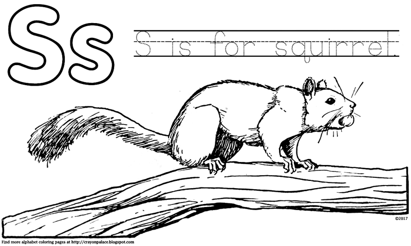 "S is for Squirrel" alphabet coloring page | Crayon Palace