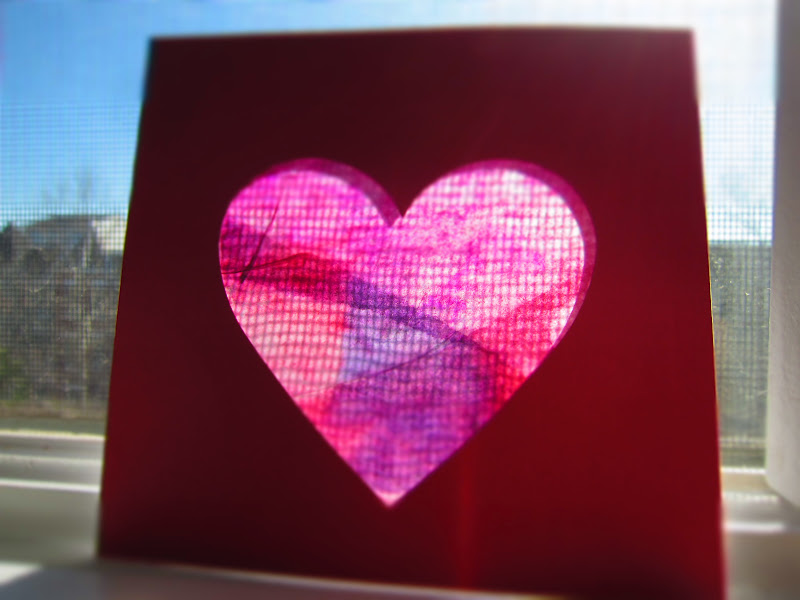 NotSoSAHM Heart of Glass Tissue Paper Stained Glass Valentines