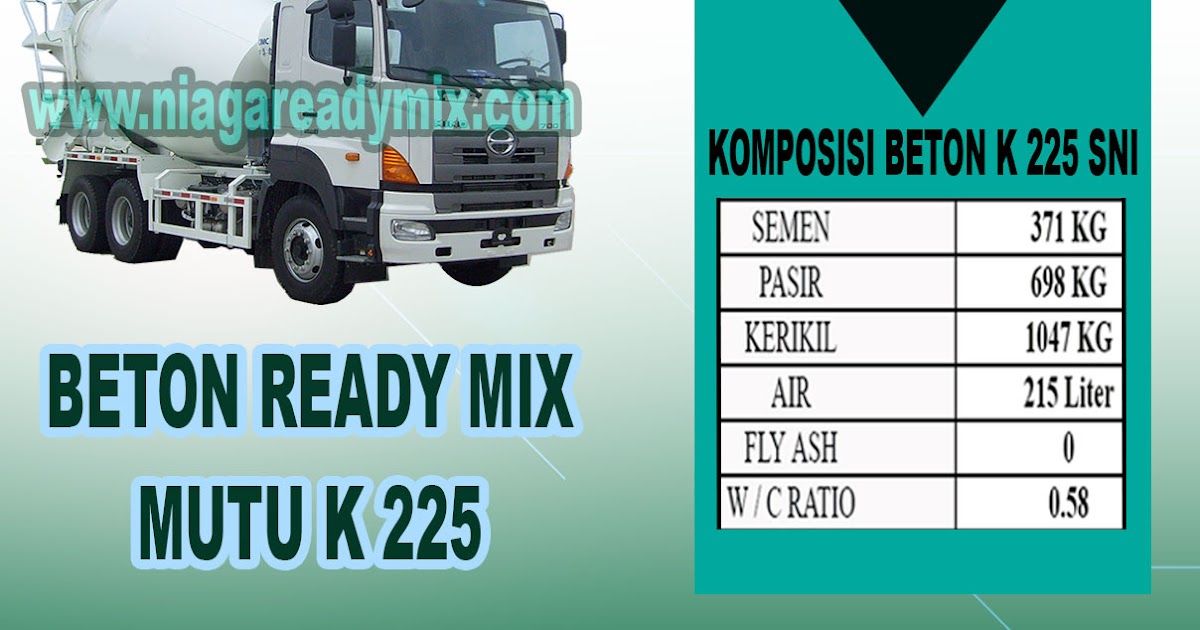 Harga Ready Mix K 225 Per M3 Kubik 2022 Beton Cor K225 Setara fc 20