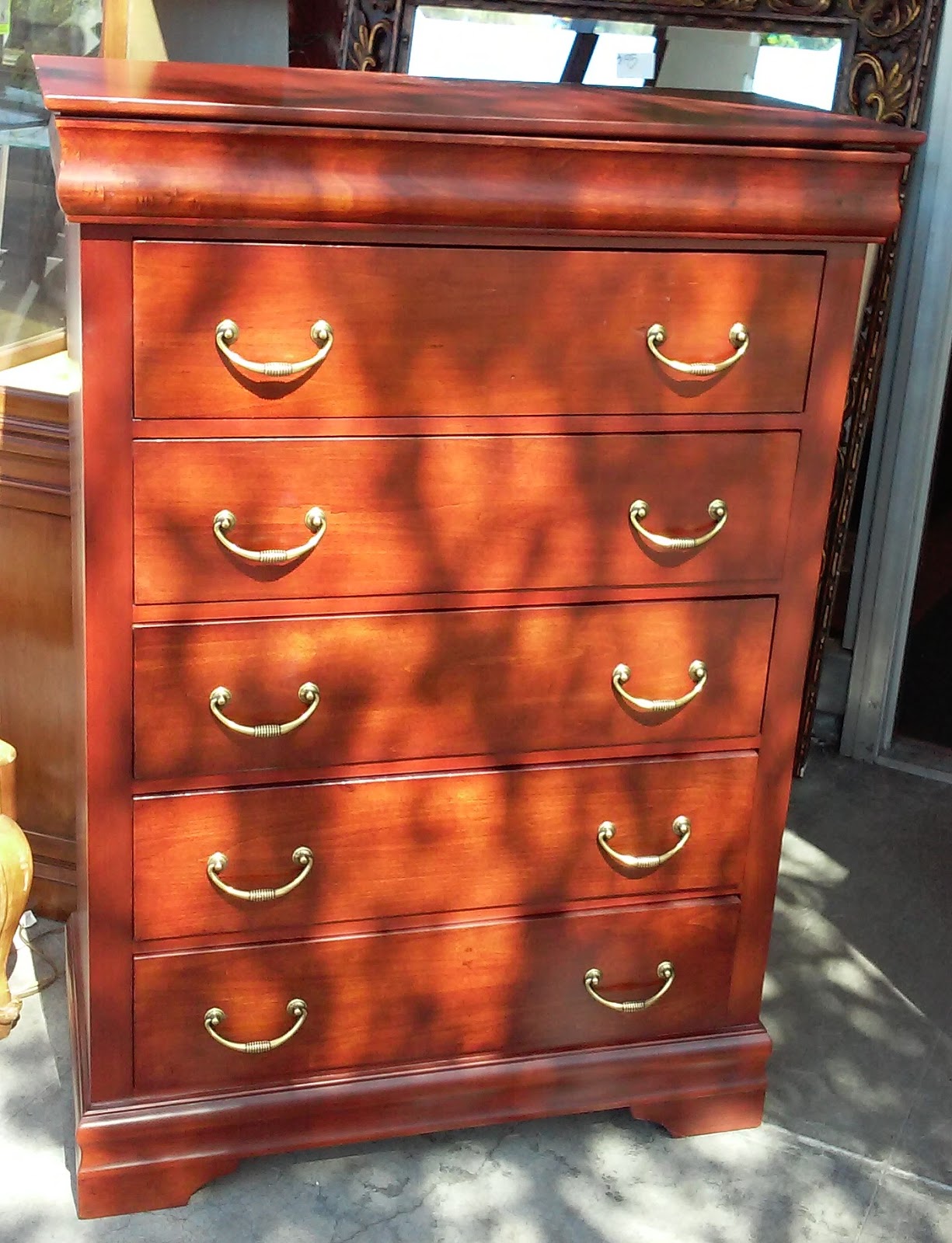 UHURU FURNITURE & COLLECTIBLES SOLD 3' x 4' Tall Cherry Finish Chest