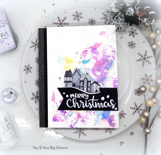 Merry Christmas Card by November Guest Designer Kelly Latelova | Snow Globe Scenes and Sentiments of the Season Stamp Sets by Newton's Nook Designs #newtonsnook