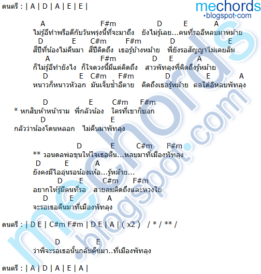 คอร์ดเพลง-สัญญาพัทลุง-ซิน สไนเปอร์