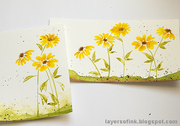 Layers of ink - Watercolor Stamping Tutorial by Anna-Karin Evaldsson. Paint watercolor grass.