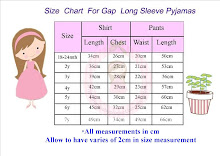 Size Chart For Gap Long Sleeve Pyjamas
