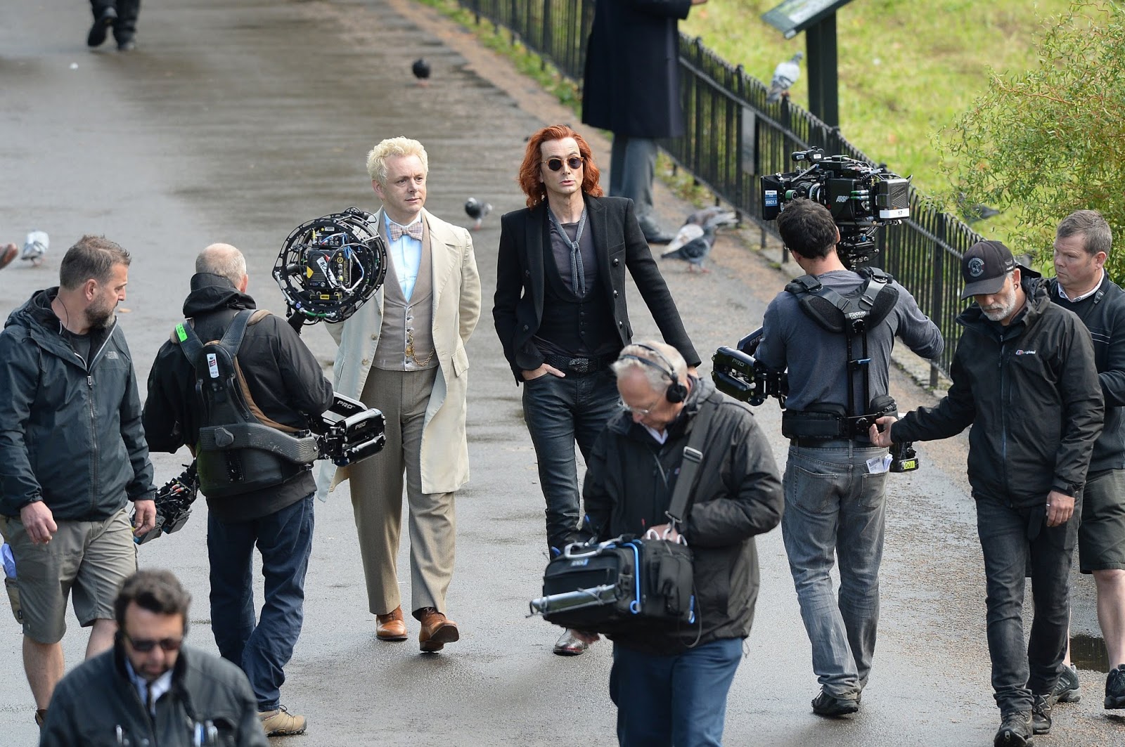 Photos David Tennant And Michael Sheen Filming Good Omens In St