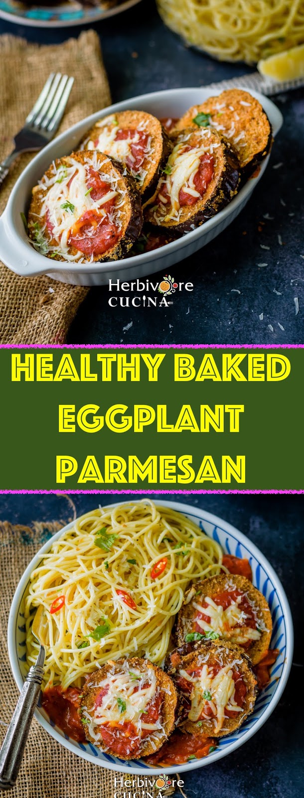 Healthy BAKED Eggplant Parmesan