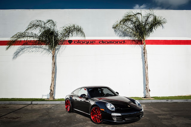 2012 Porsche 911 Black Edition with 20 BD-3’s in Candy Red - Blaque Diamond Wheels