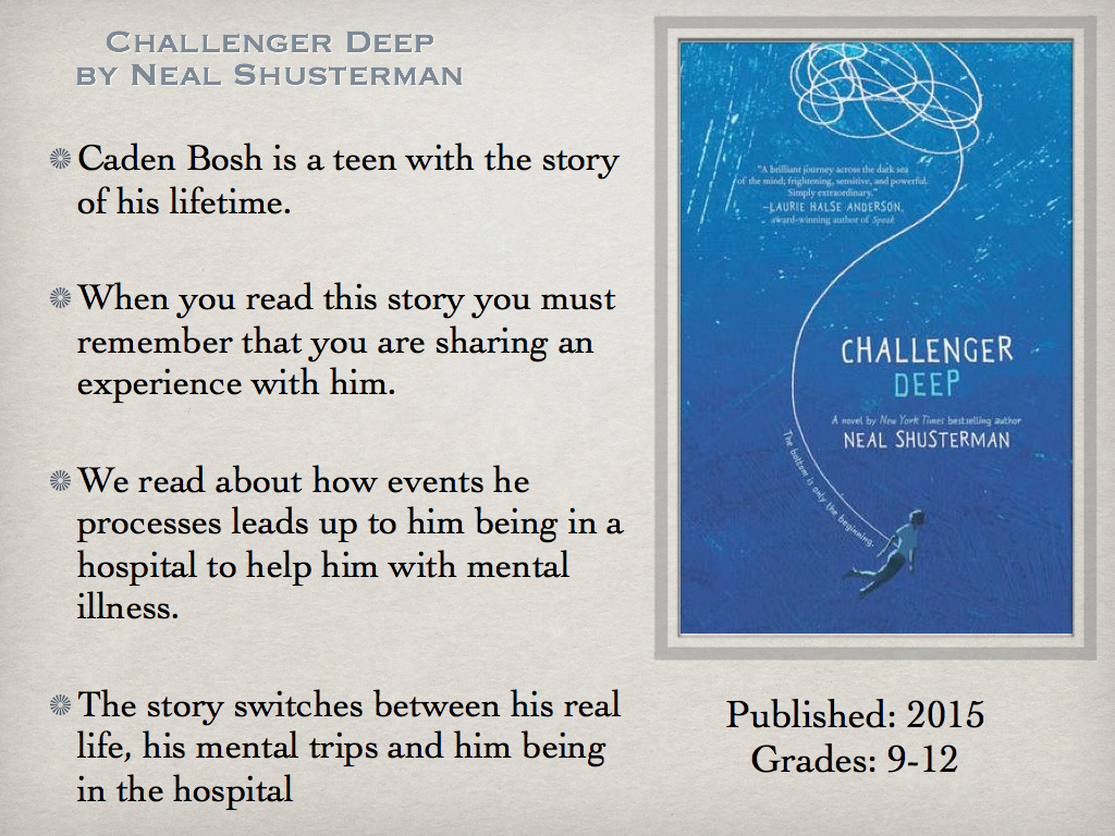 Young Adult Reading Machine Challenger Deep by Neal Shusterman