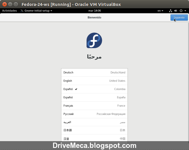 DriveMeca instalando Linux Fedora 24 Workstation paso a paso