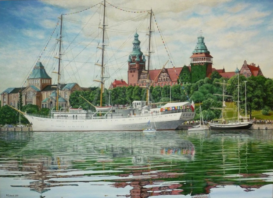 Dar Młodzieży w Szczecinie , 80 x 110 , olej