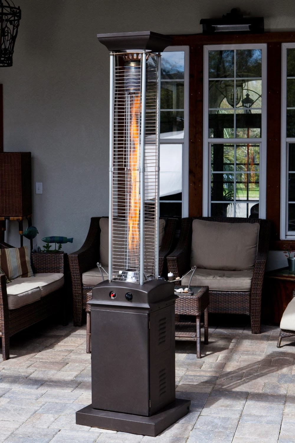 Mocha pyramid flame patio heater New Golden Flame Quartz Glass Tube