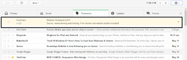 Ads in new Gmail interface which looks like an email