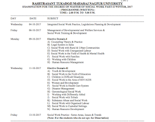 RTMNU Time Table MSW PART II Exam Winter 2017