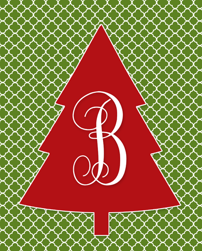 Free Monogram Christmas Tree Printable | i should be mopping the floor