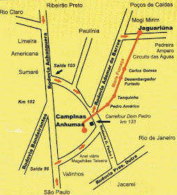 mapa do trajeto da maria fumaça Campinas-Jaguariúna