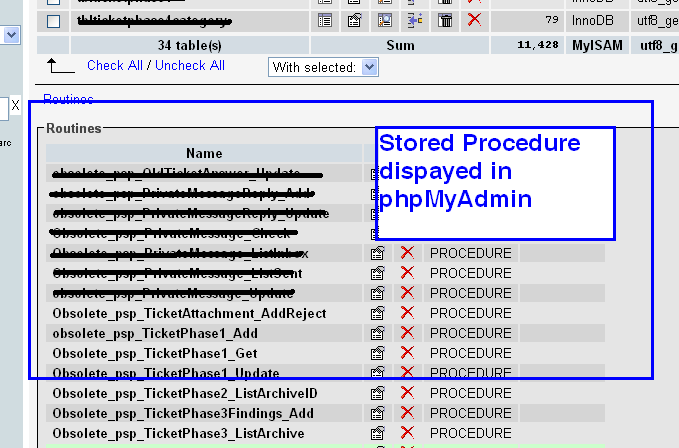 Application Development: How to view Mysql Stored Procedure in PhpMyAdmin