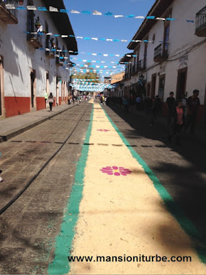 Iturbe Street in Patzcuaro during the celebrations of the Virgin of Health