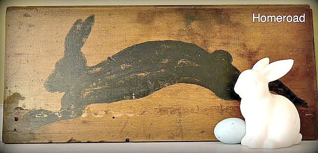 Rustic DIY Shelf Bunny Silhouette sign with bunny and egg