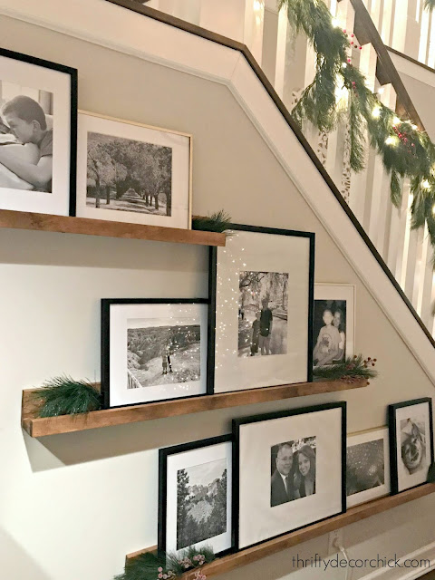 DIY wood picture shelves from 1x4s