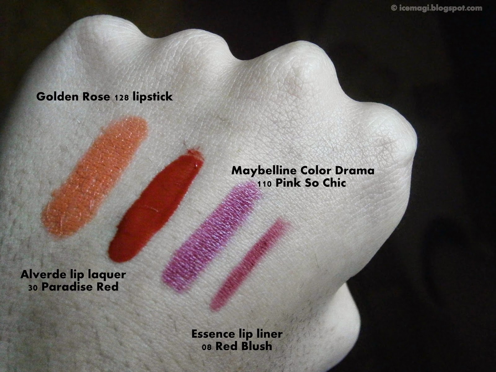 Swatches Golden Rose | Alverde | Essence | Maybelline Swatches Golden Rose | Alverde | Essence | Maybelline