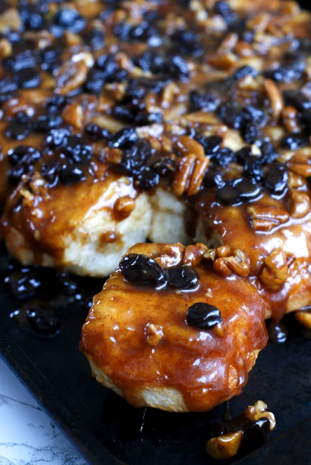 Aunt Betty Lou's Best Ever Sticky Buns are assembled the night before and then baked in the morning, making them perfect for a holiday morning breakfast or brunch!  They are super sticky and sweet and really the best ever!
