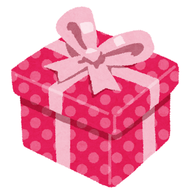 プレゼントのイラスト「ピンクの箱とリボンのプレゼント」