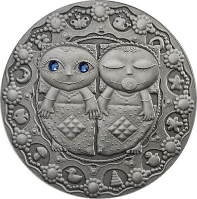 Gift Gemini Horoscope Zodiac Swarovski Silver Coin