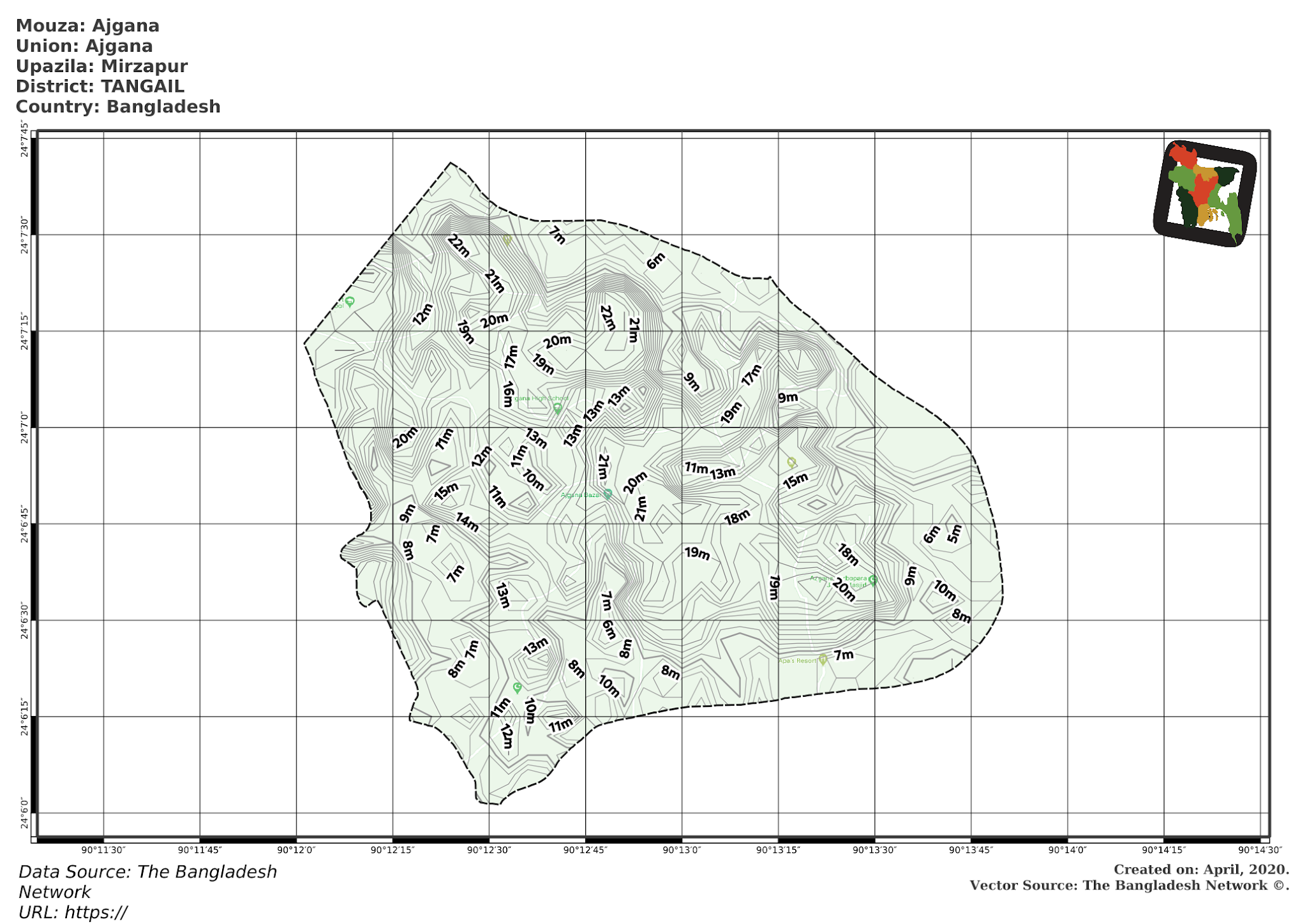 Map of Ajgana Mouza of Mirzapur Upazila, TANGAIL Map of Ajgana Mouza of Mirzapur Upazila, TANGAIL, Bangladesh.